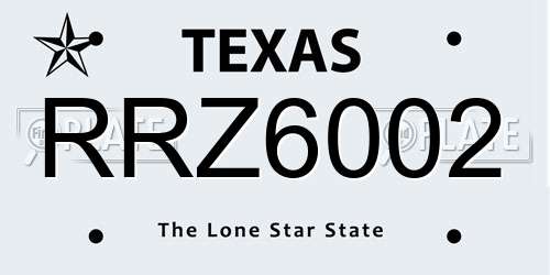 RRZ6002 Texas License Plate