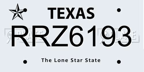 RRZ6193 Texas License Plate
