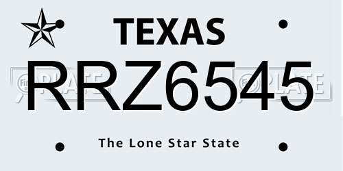 RRZ6545 Texas License Plate