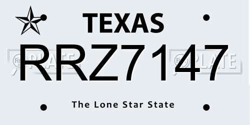 RRZ7147 Texas License Plate
