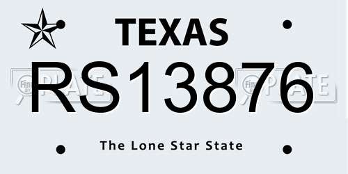 RS13876 Texas License Plate