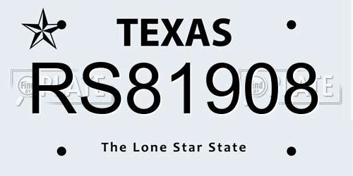RS81908 Texas License Plate