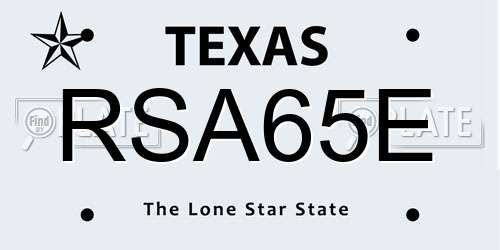 RSA65E Texas License Plate