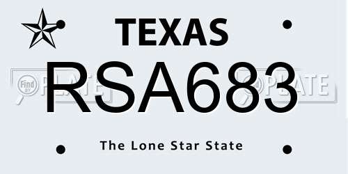 RSA683 Texas License Plate