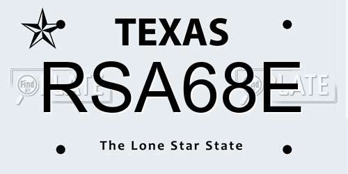 RSA68E Texas License Plate