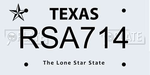 RSA714 Texas License Plate