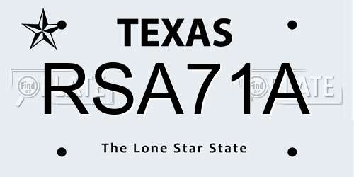 RSA71A Texas License Plate