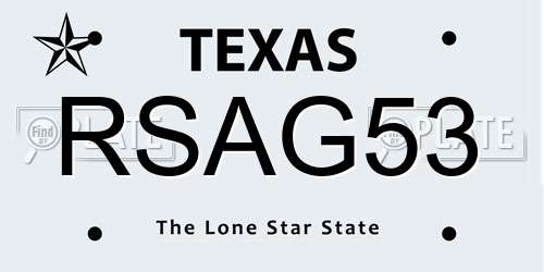 RSAG53 Texas License Plate