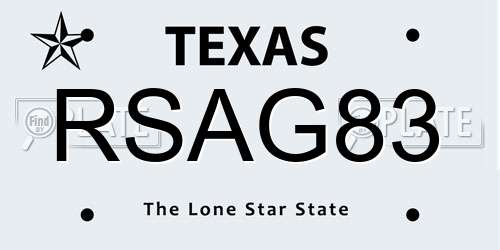 RSAG83 Texas License Plate