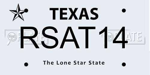 RSAT14 Texas License Plate
