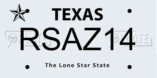 RSAZ14 Texas License Plate