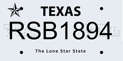 RSB1894 Texas License Plate