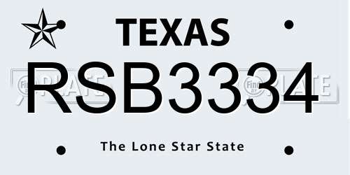 RSB3334 Texas License Plate