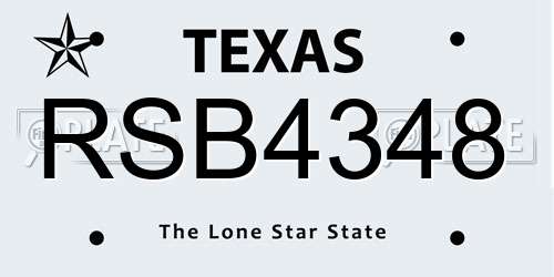 RSB4348 Texas License Plate
