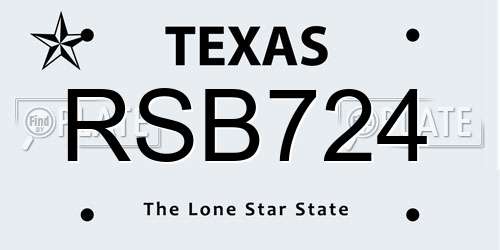 RSB724 Texas License Plate