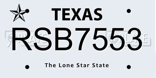 RSB7553 Texas License Plate