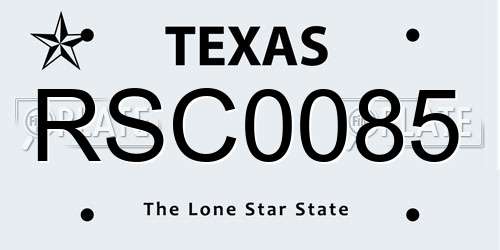 RSC0085 Texas License Plate