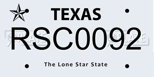 RSC0092 Texas License Plate