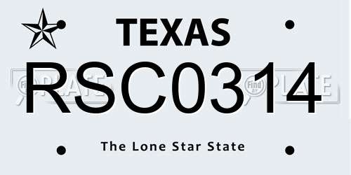 RSC0314 Texas License Plate