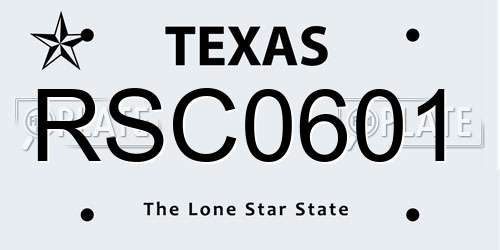RSC0601 Texas License Plate