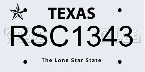 RSC1343 Texas License Plate