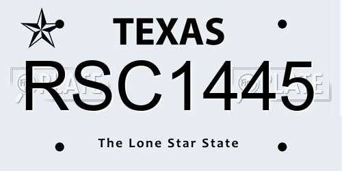 RSC1445 Texas License Plate