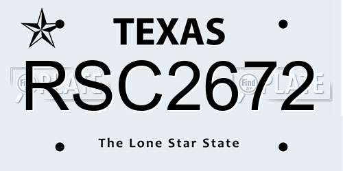 RSC2672 Texas License Plate