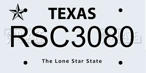 RSC3080 Texas License Plate