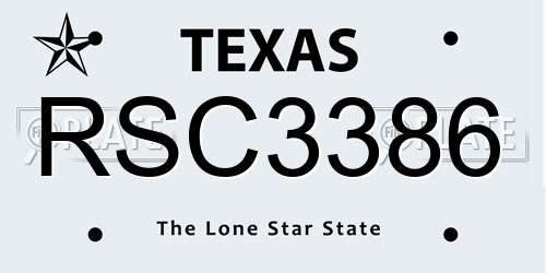 RSC3386 Texas License Plate