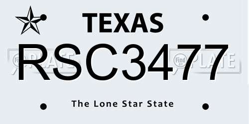RSC3477 Texas License Plate