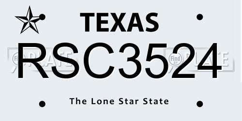 RSC3524 Texas License Plate