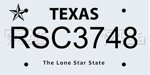 RSC3748 Texas License Plate