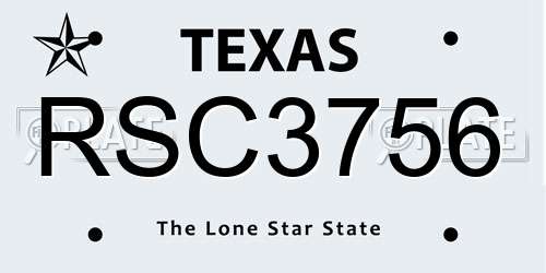 RSC3756 Texas License Plate