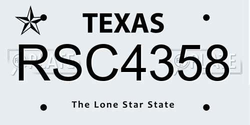 RSC4358 Texas License Plate