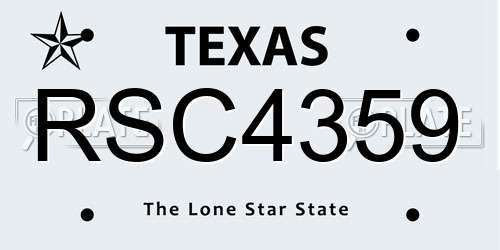 RSC4359 Texas License Plate