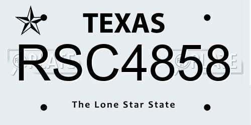 RSC4858 Texas License Plate