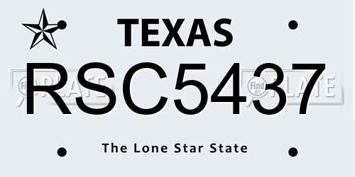 RSC5437 Texas License Plate