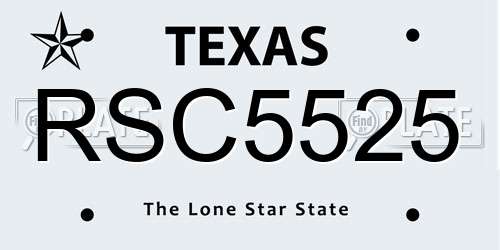 RSC5525 Texas License Plate