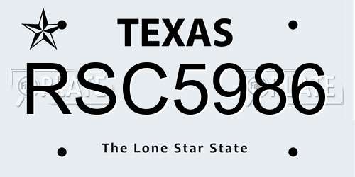 RSC5986 Texas License Plate