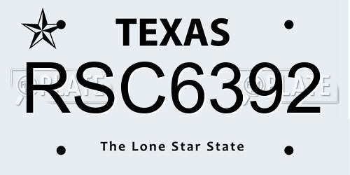 RSC6392 Texas License Plate