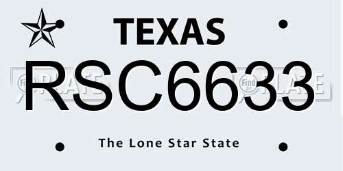 RSC6633 Texas License Plate