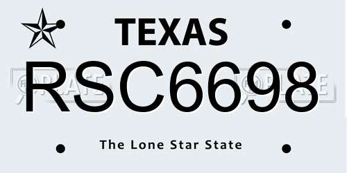 RSC6698 Texas License Plate