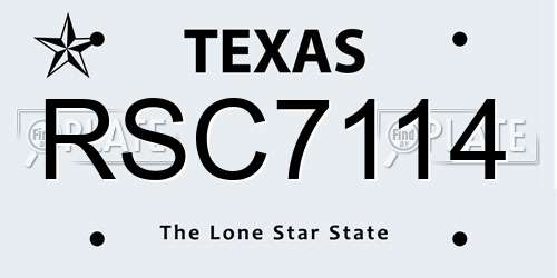 RSC7114 Texas License Plate