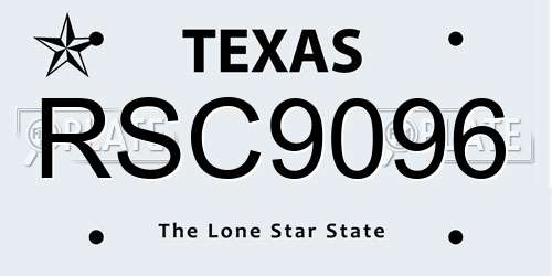 RSC9096 Texas License Plate