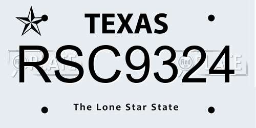 RSC9324 Texas License Plate