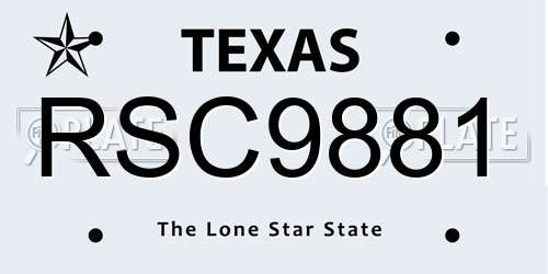 RSC9881 Texas License Plate