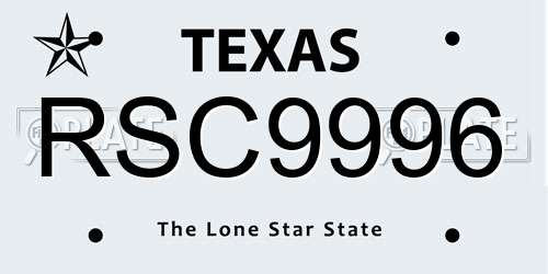 RSC9996 Texas License Plate