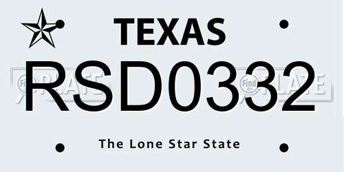 RSD0332 Texas License Plate
