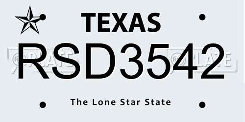 RSD3542 Texas License Plate