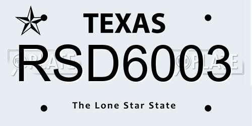 RSD6003 Texas License Plate